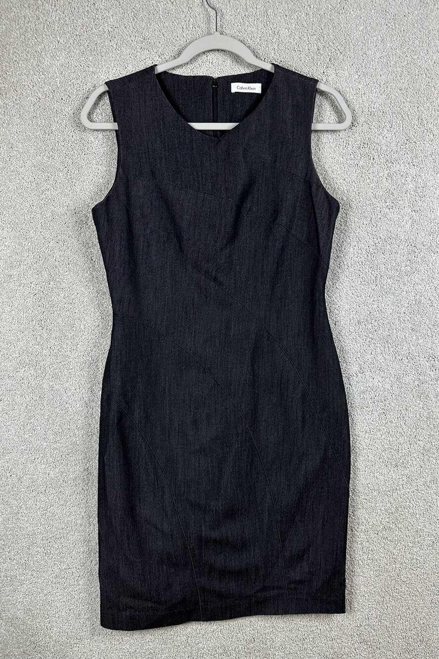 Calvin Klein Sheath Dress Womens 6 Gray Black Career Business Woman